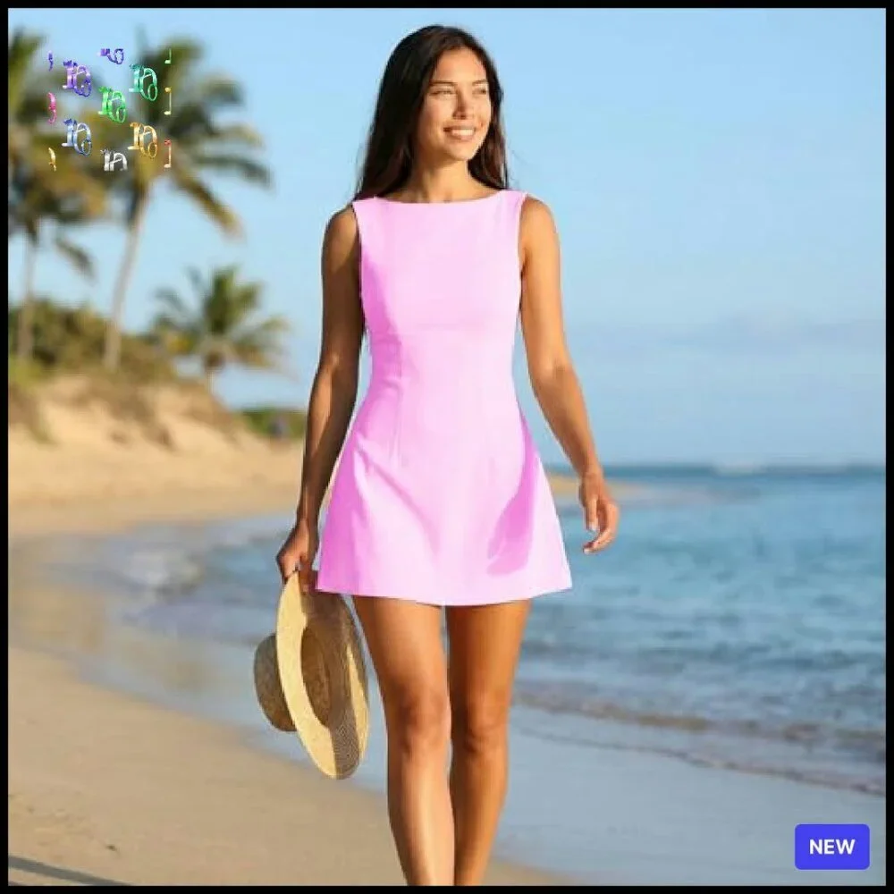 Backless Vest Mini Dress Sexy Slim Sleeveless Open Back Night Out Y2K